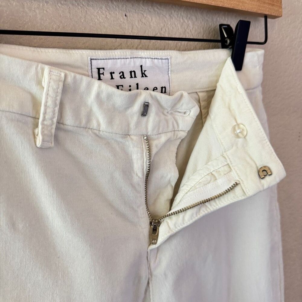 Frank & Eileen Kinsale Pants Size 2 White Raw Hem Cotton Micro Corduroy Stretch - Picture 6 of 16